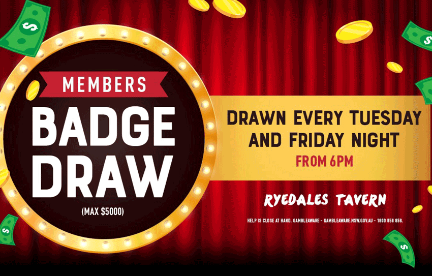Members Badge Draw Ryedales Tavern